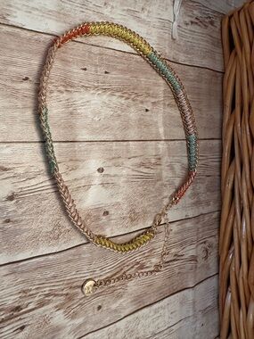 Multicolor Chain-Link Women's Necklace - Gold Tone with Pastel Accents